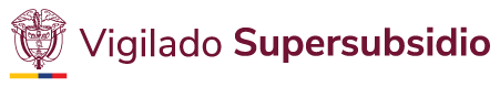 Logotipo de Vigilado Supersubsidio en colores rojo, amarillo y azul, con un diseño que incluye una figura estilizada y el texto correspondiente. Fondo blanco.